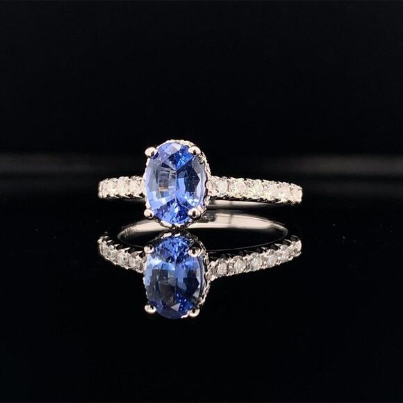Diamond Sapphire Ring 18k Gold Women 1.725 TCW Certified $3990 913137 - Picture 7 of 16